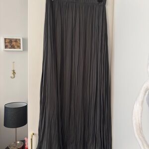 Zara Charcoal Crinkle Pleat Maxi Skirt